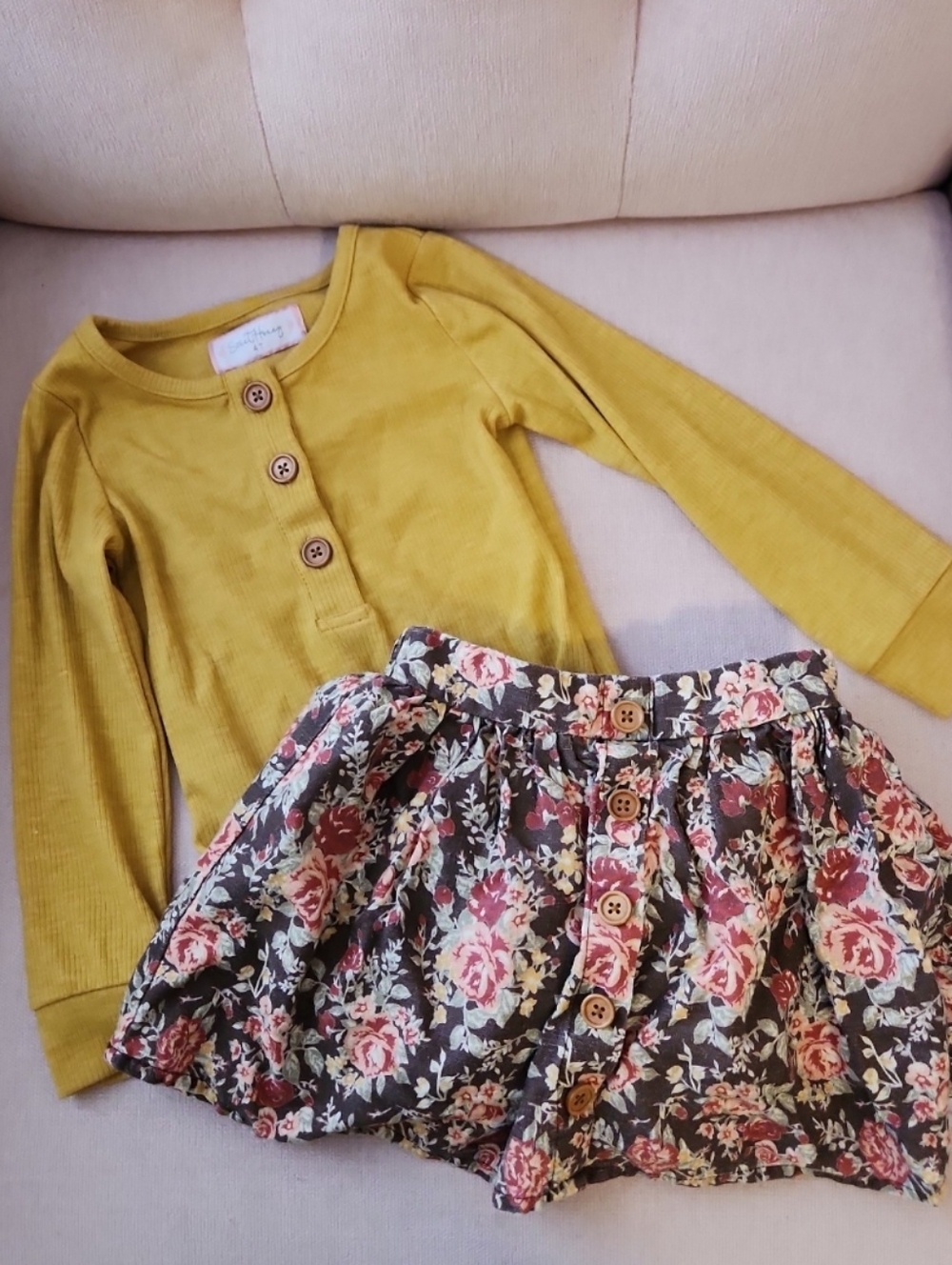 Sweethoney 4t Smocked Fall Skirt and Bodysuit set outfit floral boho